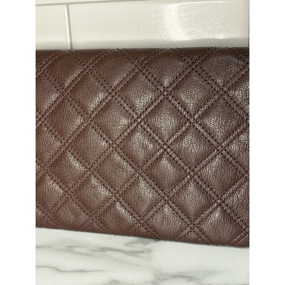 Marc Jacobs Quilted Leather Envelope Clutch Handbag Purse Bag Brown EUC‎ Gold - Picture 10 of 10